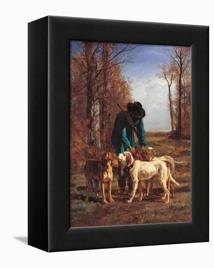 Game Keeper Stops Near His Dogs-Constant Troyon-Framed Stretched Canvas