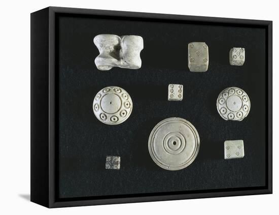 Game Objects Made from Ivory, Dice, Knucklebones-null-Framed Premier Image Canvas
