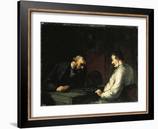 Game of Checkers-Honore Daumier-Framed Giclee Print