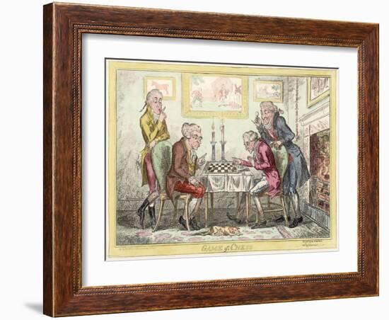 Game of Chess, Two Wigged Gentlemen Play Two Friends Watch Them with Mixed Emotions-George Cruikshank-Framed Art Print