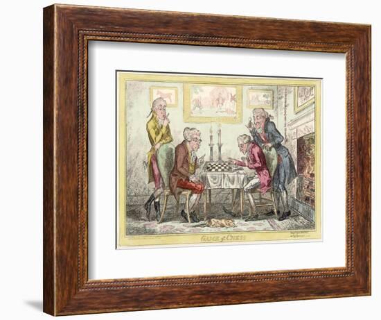 Game of Chess, Two Wigged Gentlemen Play Two Friends Watch Them with Mixed Emotions-George Cruikshank-Framed Art Print