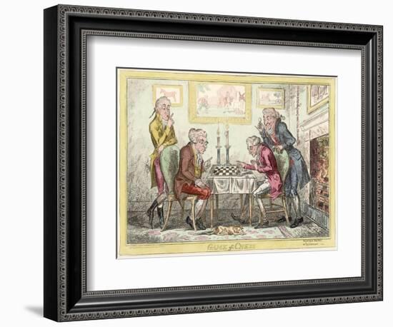Game of Chess, Two Wigged Gentlemen Play Two Friends Watch Them with Mixed Emotions-George Cruikshank-Framed Art Print