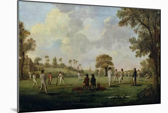 Game of Cricket, c.1790-English School-Mounted Giclee Print