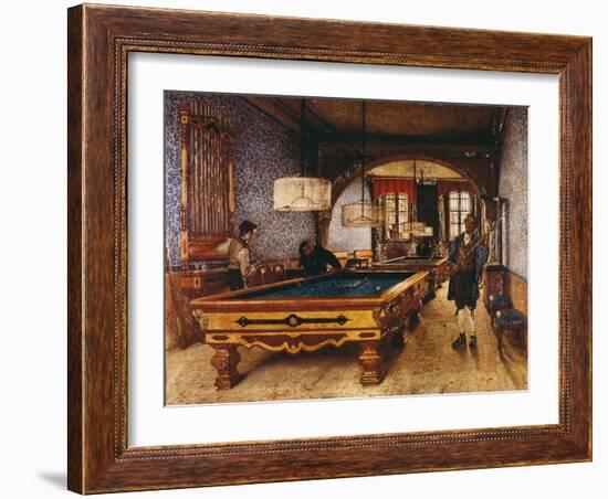 Game of Pool, 1873-Filippo Comerio-Framed Giclee Print