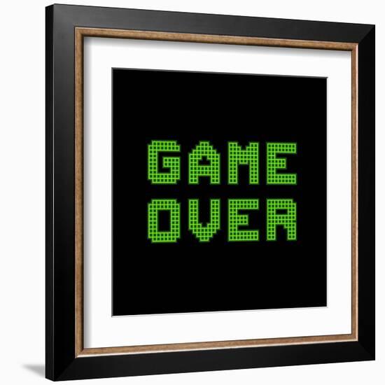 Game Over On A Green Grid Digital Display-wongstock-Framed Art Print