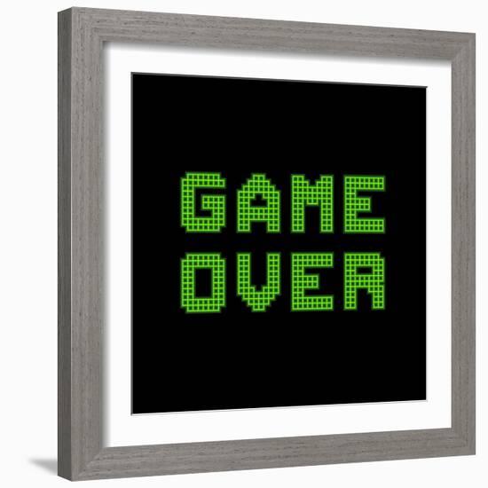 Game Over On A Green Grid Digital Display-wongstock-Framed Art Print