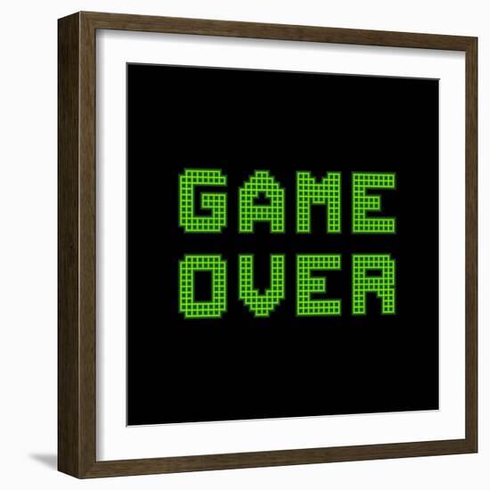 Game Over On A Green Grid Digital Display-wongstock-Framed Art Print