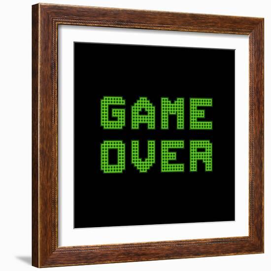 Game Over On A Green Grid Digital Display-wongstock-Framed Art Print