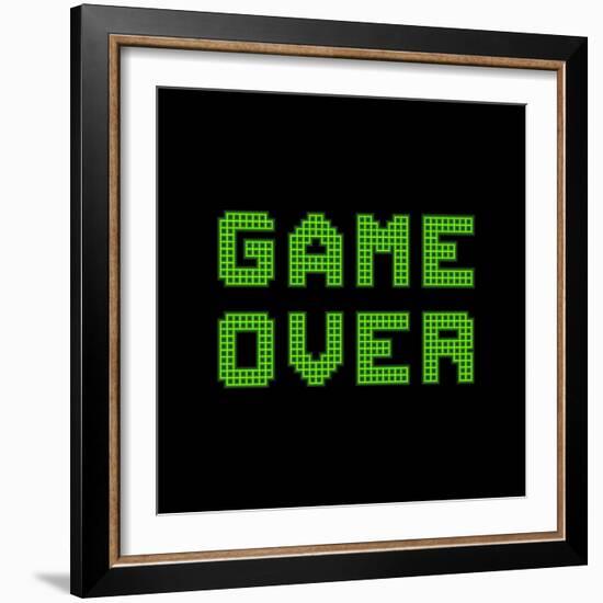 Game Over On A Green Grid Digital Display-wongstock-Framed Art Print