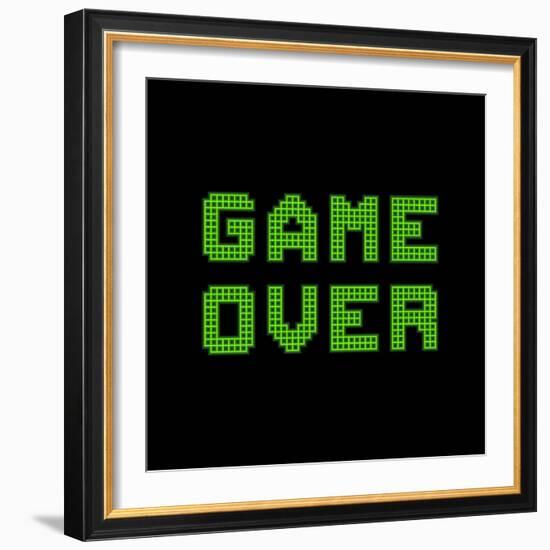 Game Over On A Green Grid Digital Display-wongstock-Framed Art Print