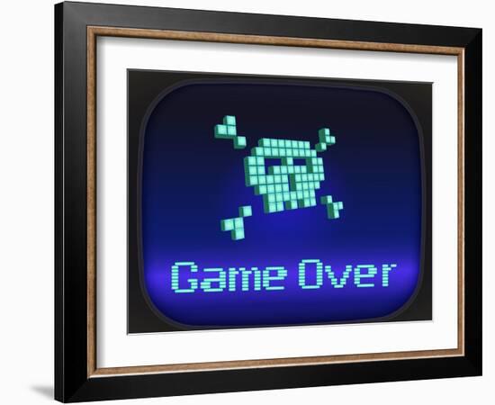 Game Over, Tv Game. Skull and Crossbones-eriksvoboda-Framed Art Print