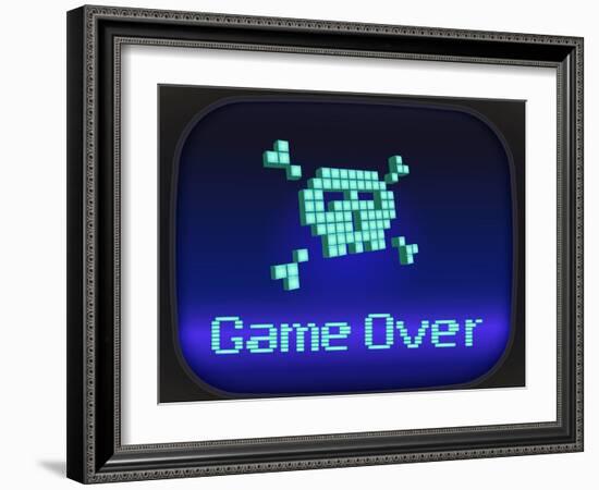 Game Over, Tv Game. Skull and Crossbones-eriksvoboda-Framed Art Print