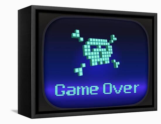 Game Over, Tv Game. Skull and Crossbones-eriksvoboda-Framed Stretched Canvas