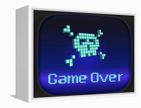 Game Over, Tv Game. Skull and Crossbones-eriksvoboda-Framed Stretched Canvas