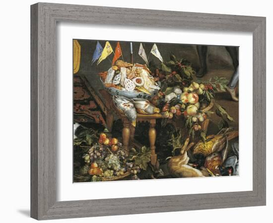 Game, Poultry, Fruit and Meat, Detail from Allegory of Four Elements-Jan Brueghel the Elder-Framed Giclee Print