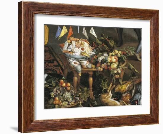 Game, Poultry, Fruit and Meat, Detail from Allegory of Four Elements-Jan Brueghel the Elder-Framed Giclee Print