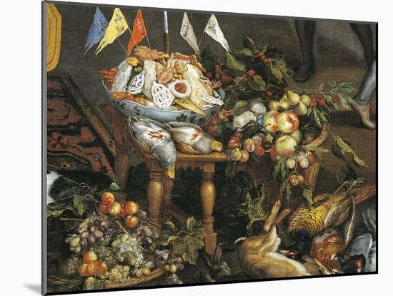 Game, Poultry, Fruit and Meat, Detail from Allegory of Four Elements-Jan Brueghel the Elder-Mounted Giclee Print