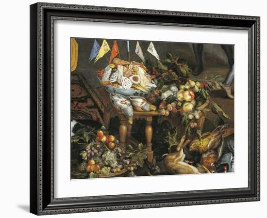 Game, Poultry, Fruit and Meat, Detail from Allegory of Four Elements-Jan Brueghel the Elder-Framed Giclee Print