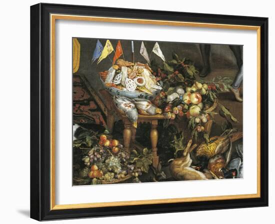 Game, Poultry, Fruit and Meat, Detail from Allegory of Four Elements-Jan Brueghel the Elder-Framed Giclee Print