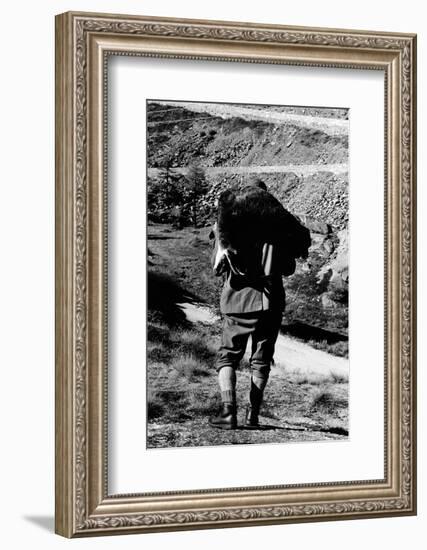 Game Warden Carrying a Killed Chamois at the Gran Paradiso Park-null-Framed Photographic Print