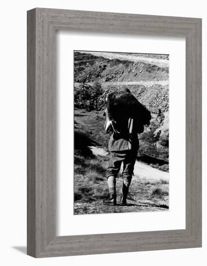 Game Warden Carrying a Killed Chamois at the Gran Paradiso Park-null-Framed Photographic Print