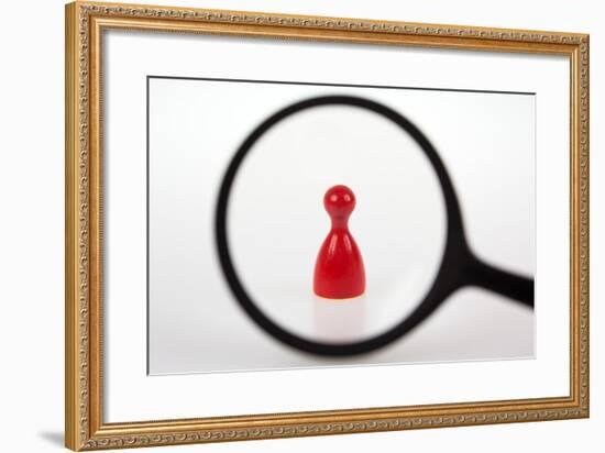 Gaming Piece in the Focus of a Magnifier, Symbolism-Catharina Lux-Framed Photographic Print