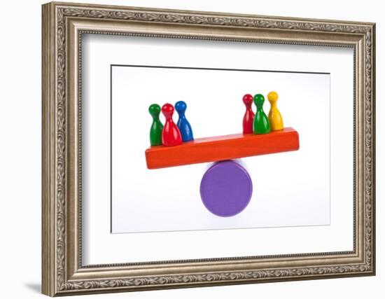 Gaming Pieces and Building Blocks Symbolising Balance - Imbalance-Catharina Lux-Framed Photographic Print