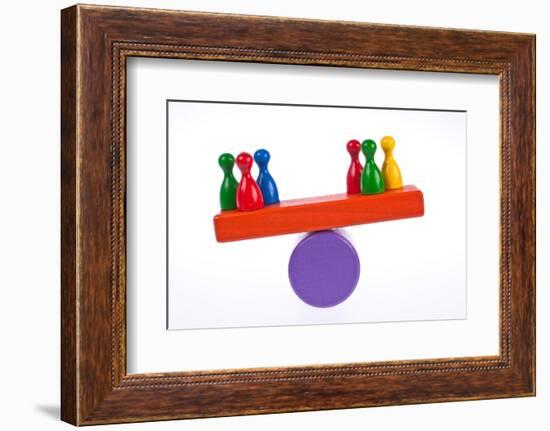 Gaming Pieces and Building Blocks Symbolising Balance - Imbalance-Catharina Lux-Framed Photographic Print