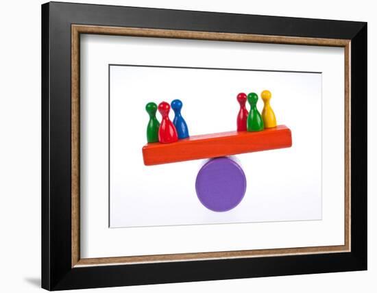 Gaming Pieces and Building Blocks Symbolising Balance - Imbalance-Catharina Lux-Framed Photographic Print