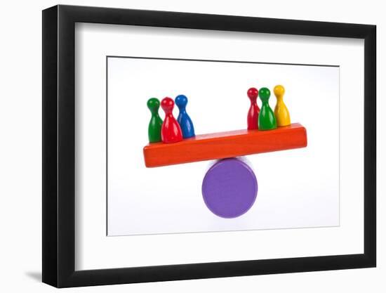 Gaming Pieces and Building Blocks Symbolising Balance - Imbalance-Catharina Lux-Framed Photographic Print