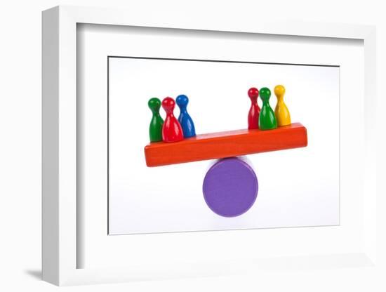 Gaming Pieces and Building Blocks Symbolising Balance - Imbalance-Catharina Lux-Framed Photographic Print