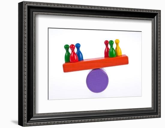 Gaming Pieces and Building Blocks Symbolising Balance - Imbalance-Catharina Lux-Framed Photographic Print