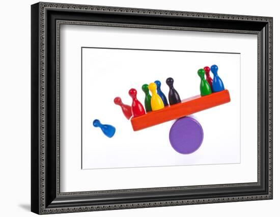 Gaming Pieces and Building Blocks Symbolising Balance - Imbalance-Catharina Lux-Framed Photographic Print