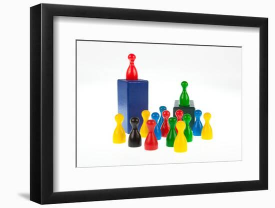 Gaming Pieces and Building Blocks Symbolising Different Heights, Positions-Catharina Lux-Framed Photographic Print
