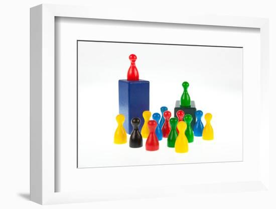 Gaming Pieces and Building Blocks Symbolising Different Heights, Positions-Catharina Lux-Framed Photographic Print