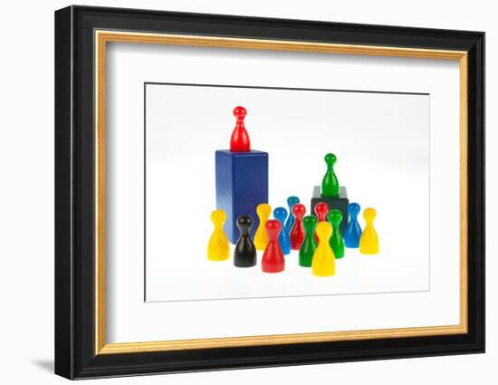 Gaming Pieces and Building Blocks Symbolising Different Heights, Positions-Catharina Lux-Framed Photographic Print