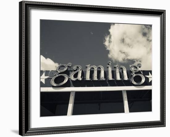 Gaming Sign, Joes Tavern Casino, Hawthorne, Great Basin, Nevada, Usa-Walter Bibikow-Framed Photographic Print