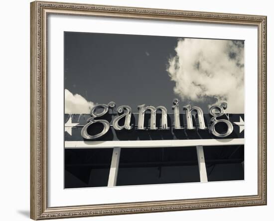 Gaming Sign, Joes Tavern Casino, Hawthorne, Great Basin, Nevada, Usa-Walter Bibikow-Framed Photographic Print