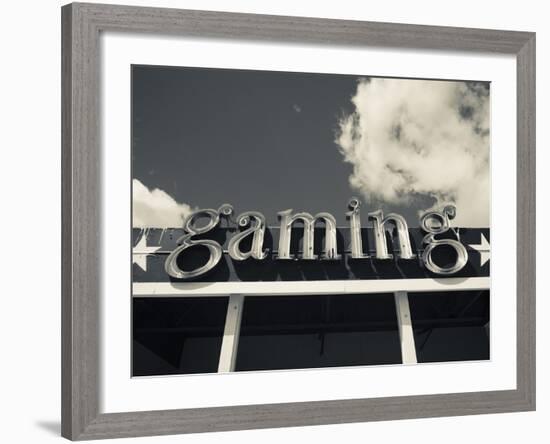 Gaming Sign, Joes Tavern Casino, Hawthorne, Great Basin, Nevada, Usa-Walter Bibikow-Framed Photographic Print