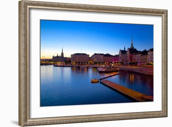 Gamla Stan and Riddarholmen w Spire of Riddarholmskyrkan (Riddarholmen Church), Stockholm, Sweden-Frank Fell-Framed Photographic Print