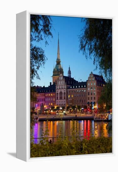 Gamla Stan and Riddarholmen w Spire of Riddarholmskyrkan (Riddarholmen Church), Stockholm, Sweden-Frank Fell-Framed Premier Image Canvas