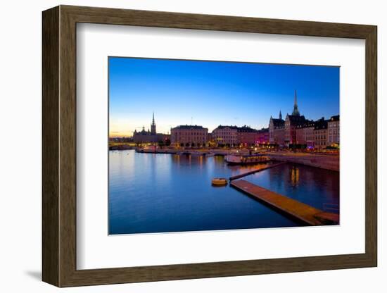 Gamla Stan and Riddarholmen w Spire of Riddarholmskyrkan (Riddarholmen Church), Stockholm, Sweden-Frank Fell-Framed Photographic Print