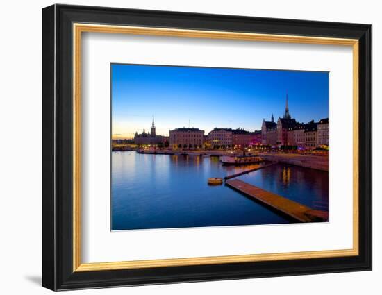 Gamla Stan and Riddarholmen w Spire of Riddarholmskyrkan (Riddarholmen Church), Stockholm, Sweden-Frank Fell-Framed Photographic Print