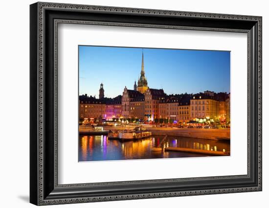 Gamla Stan and Riddarholmen w Spire of Riddarholmskyrkan (Riddarholmen Church), Stockholm, Sweden-Frank Fell-Framed Photographic Print