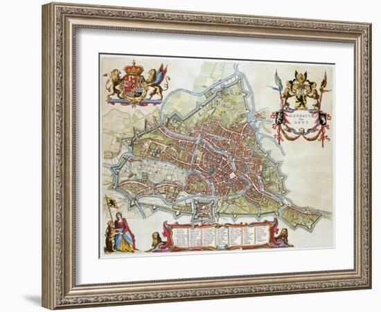 Gandavum, Map of Ghent-Jan Blaeu-Framed Giclee Print