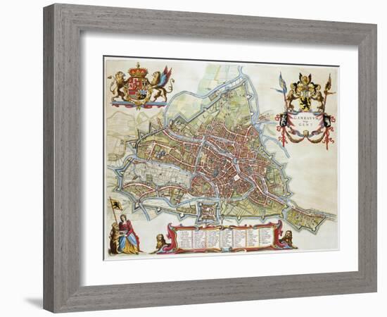 Gandavum, Map of Ghent-Jan Blaeu-Framed Giclee Print