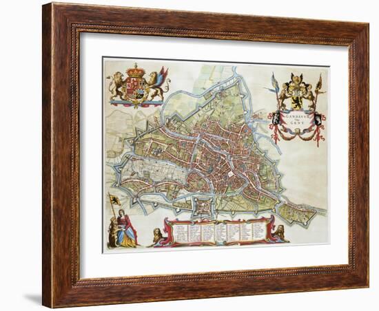 Gandavum, Map of Ghent-Jan Blaeu-Framed Giclee Print