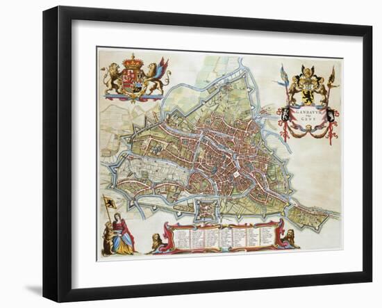 Gandavum, Map of Ghent-Jan Blaeu-Framed Giclee Print