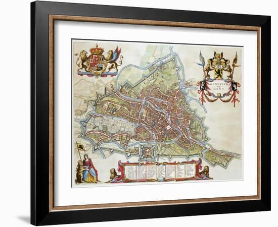 Gandavum, Map of Ghent-Jan Blaeu-Framed Giclee Print