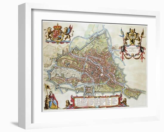 Gandavum, Map of Ghent-Jan Blaeu-Framed Giclee Print